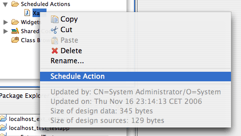 How to open scheduled action dialog